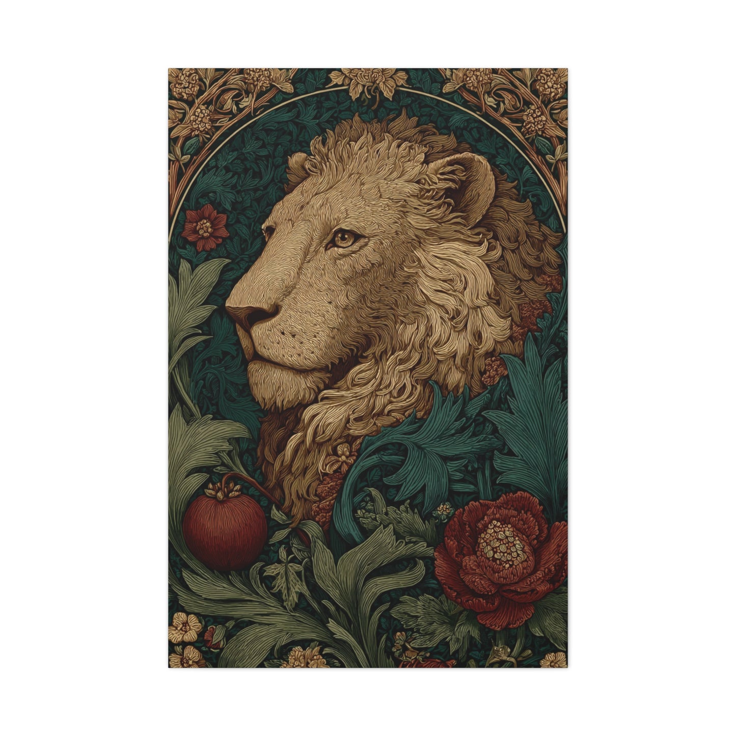 Ornamental Lion Botanical Heritage Wall Art & Canvas Print