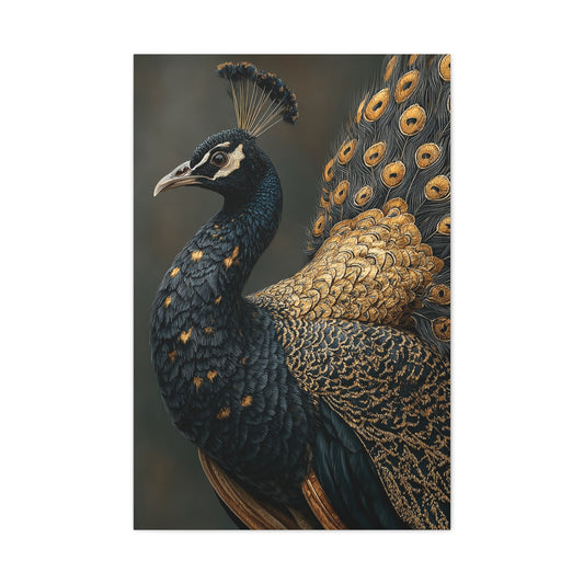 Black and Gold Peacock Elegance Wall Art & Canvas Print