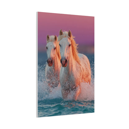 White Horses Ocean Sunset Wall Art & Canvas Print
