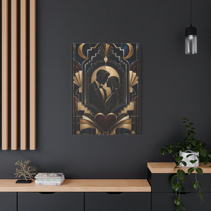 Neo-Deco Midnight Lovers Silhouette Wall Art & Canvas Print