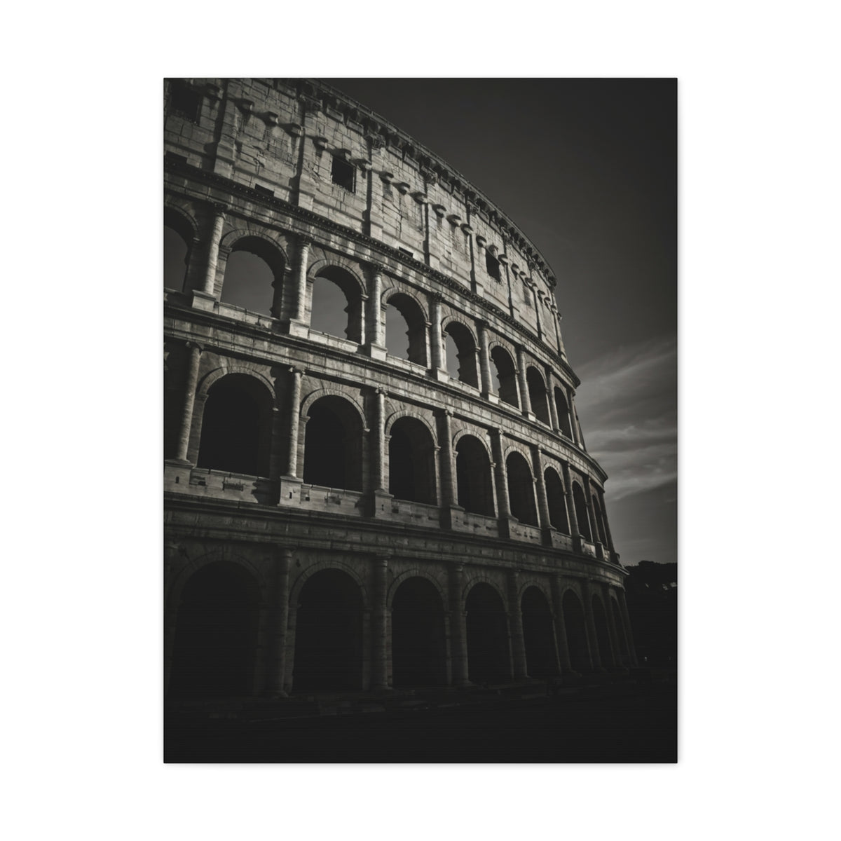 Roman Colosseum Architectural Black & White Wall Art & Canvas Print
