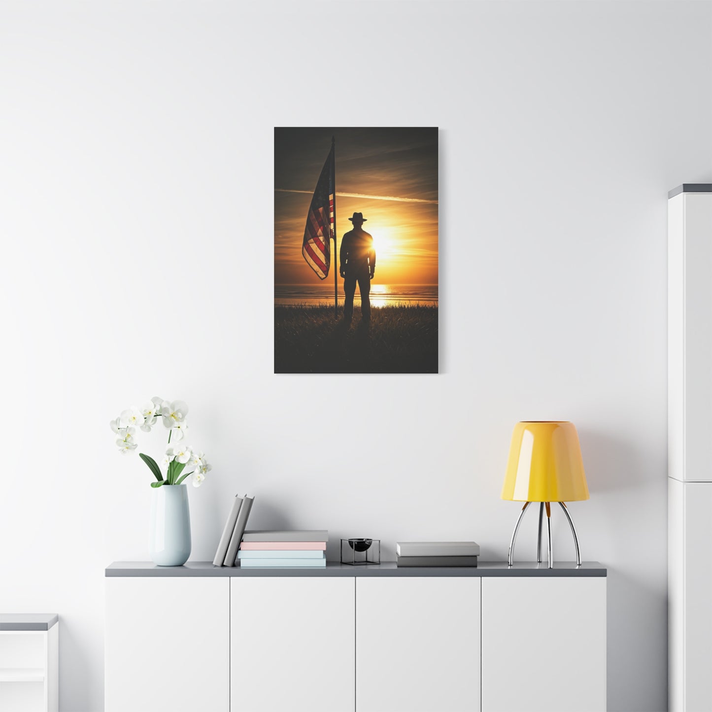 Sunset Veteran Tribute Flag Wall Art & Canvas Prints