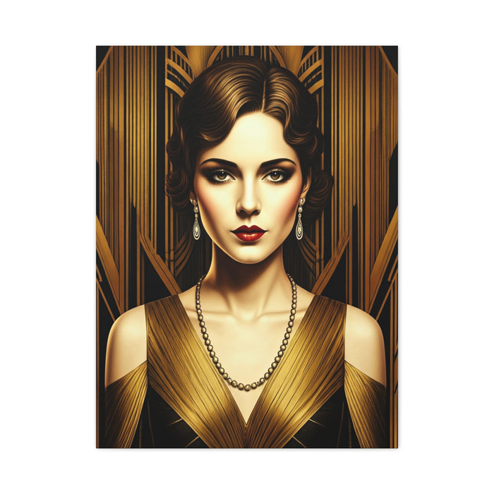 Golden Vintage Glamour Portrait Wall Art & Canvas Prints