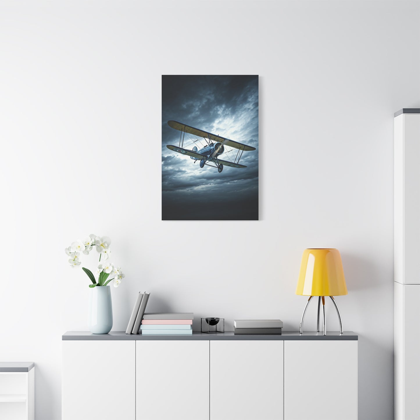 Stormbound Biplane Flight Wall Art & Canvas Prints