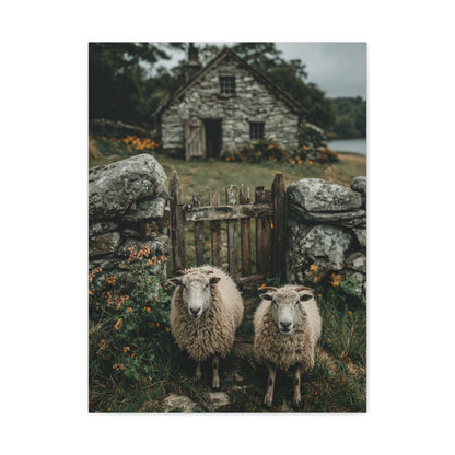 Sheep at Farmhouse Gate Wall Art & Canvas Print
