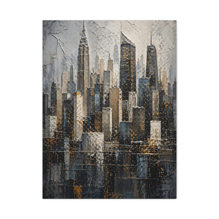 Textured City Skyline Impasto Wall Art & Canvas Print