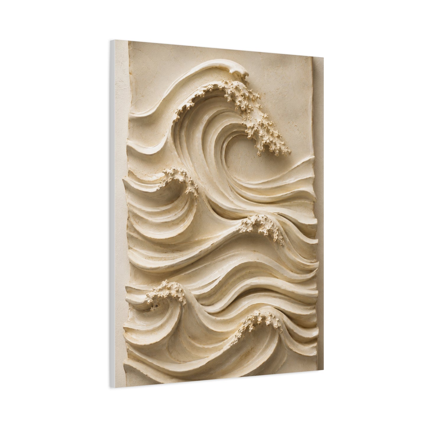 Ivory Minimal Wave Relief Texture Wall Art & Canvas Print