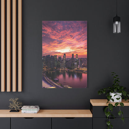 Singapore Skyline Sunset Reflections Wall Art & Canvas Print