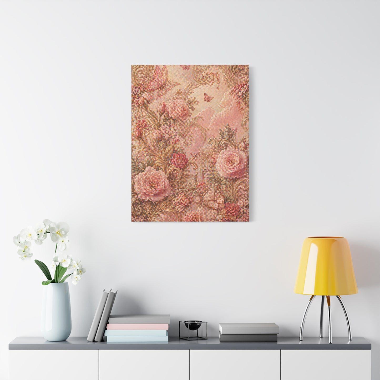 Blush Rococo Floral Fantasy Wall Art & Canvas Print