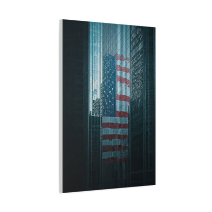 Urban Skyline Patriot Flag Reflection Wall Art & Canvas Prints