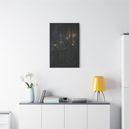 Gothic Night Peacock Balcony Wall Art & Canvas Print