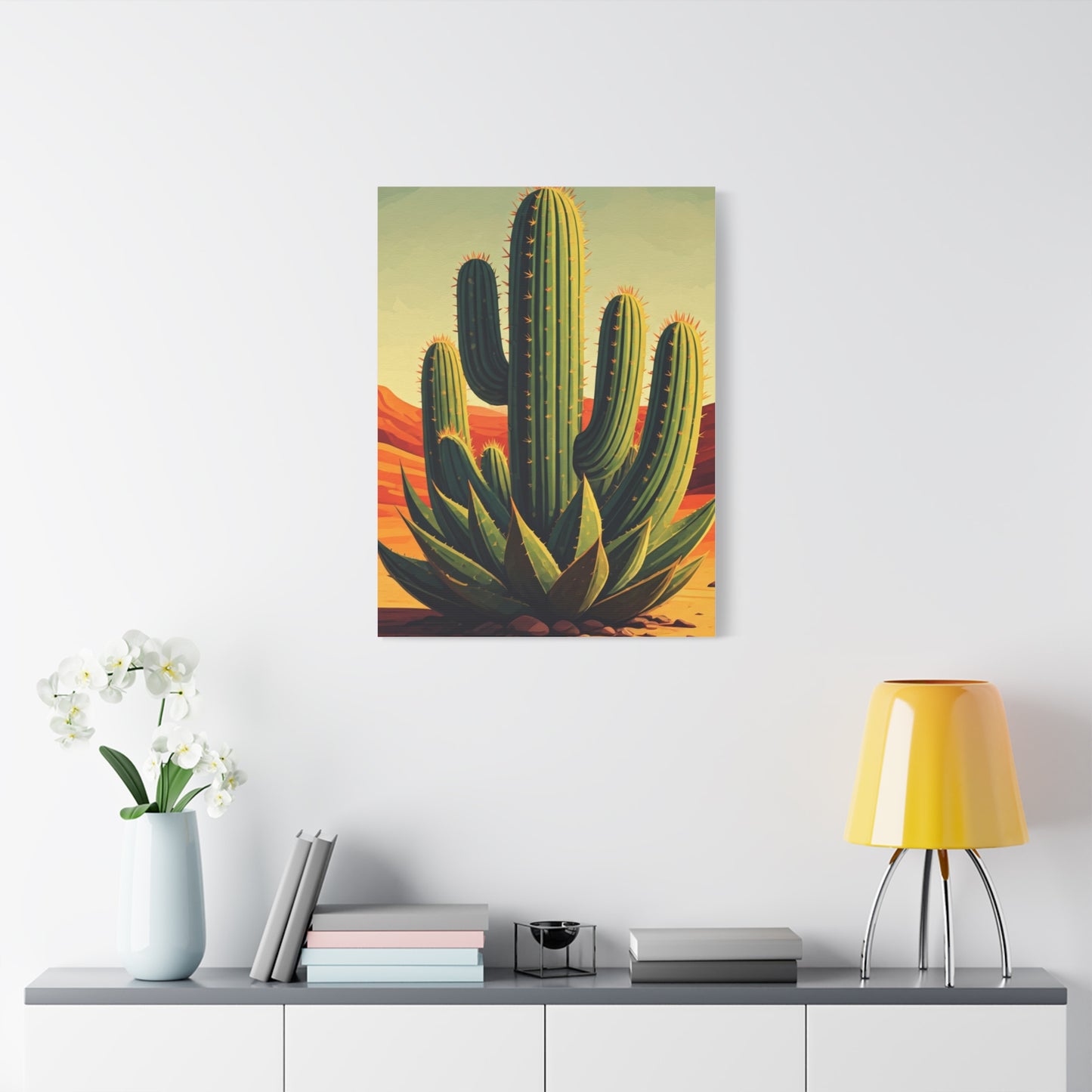Southwestern Saguaro and Agave Desert Illustration Wall Art & Canvas Prints