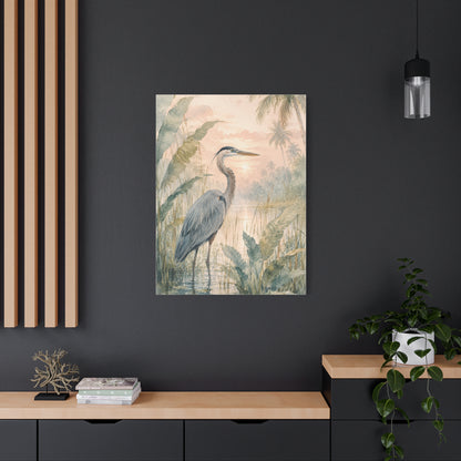 Soft Tropical Heron Marsh Landscape Tropical Wall Art & Canvas Print