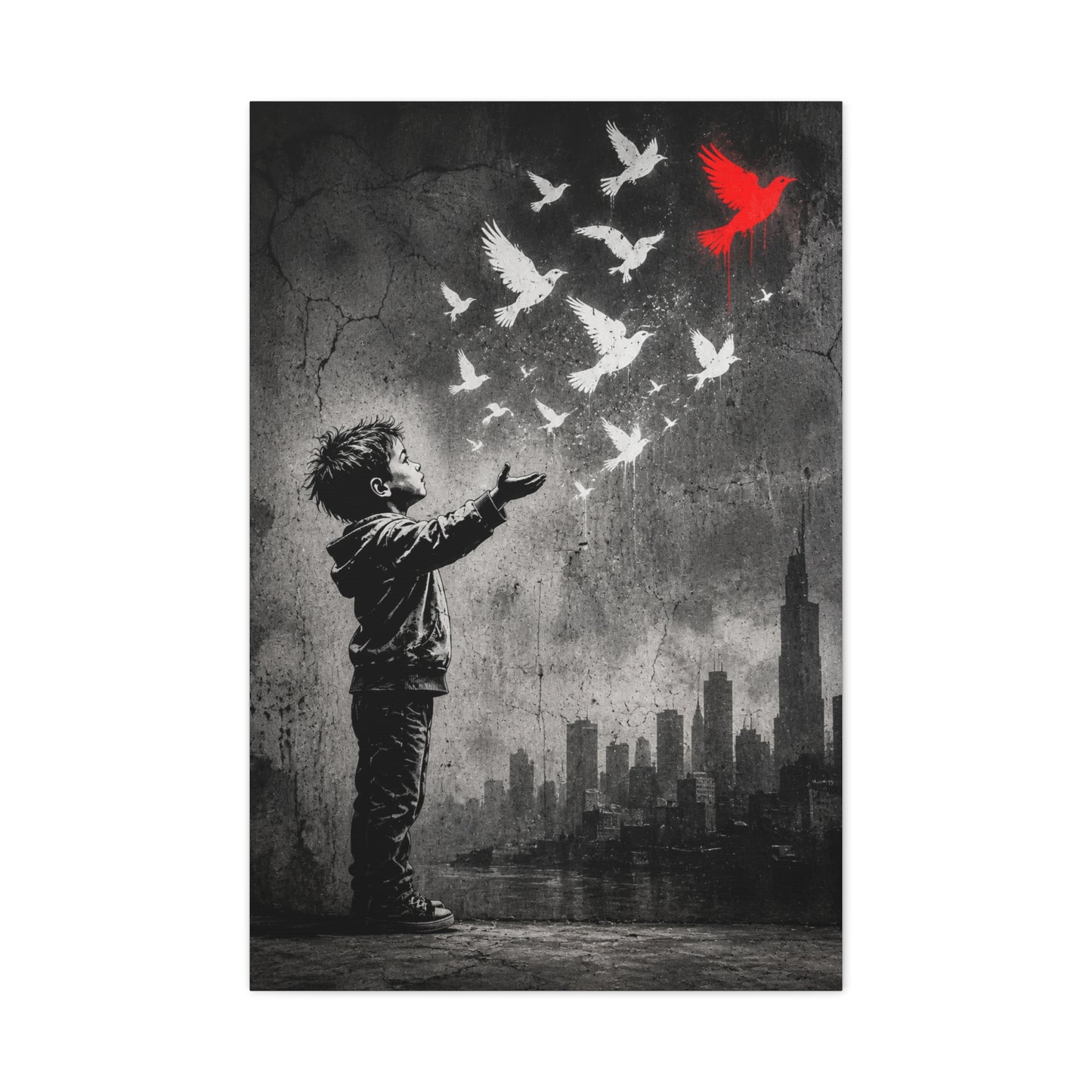 Freedom Birds Urban Stencil Street Wall Art & Canvas Print