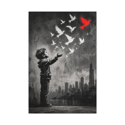 Freedom Birds Urban Stencil Street Wall Art & Canvas Print