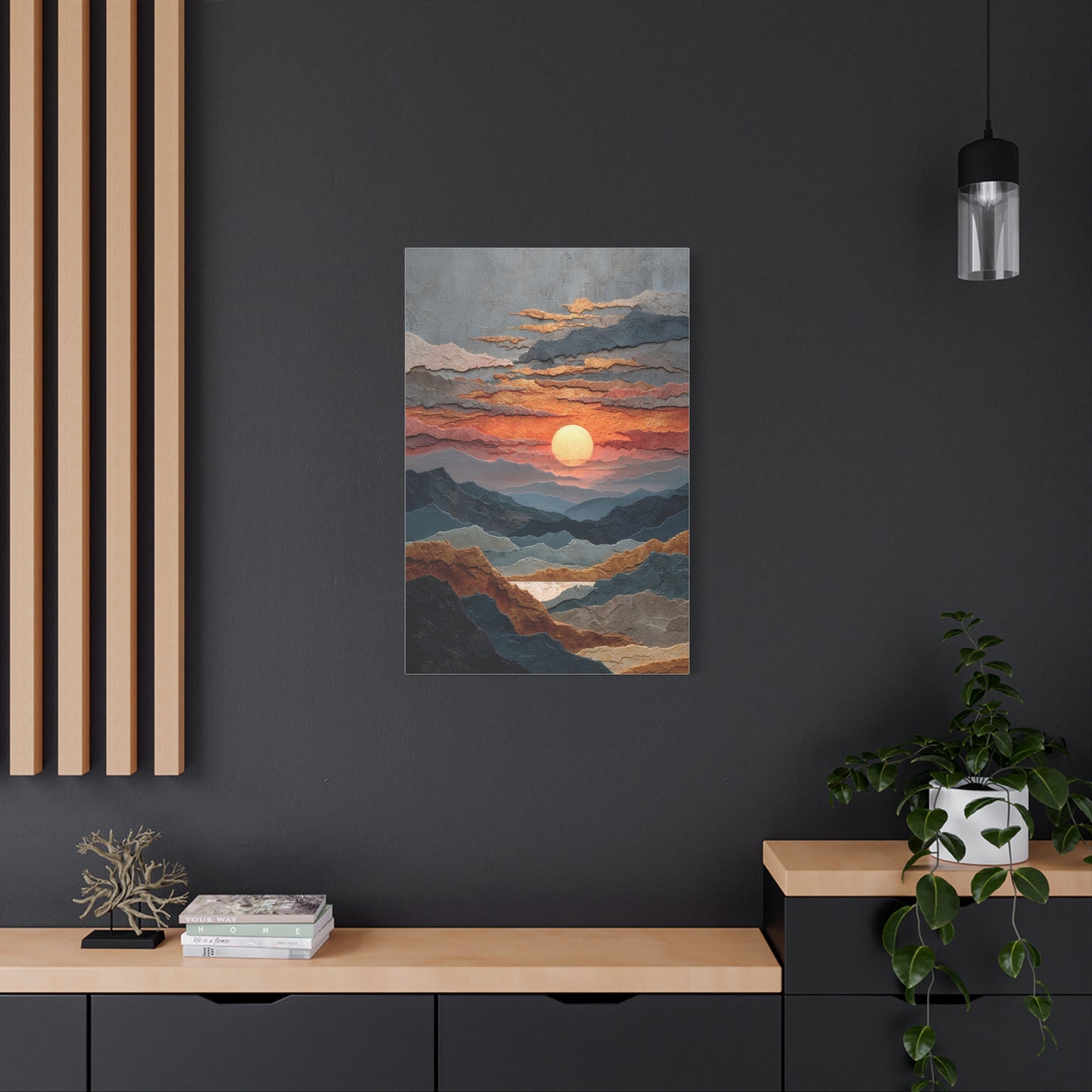Layered Desert Sunset Abstract Landscape Wall Art & Canvas Print