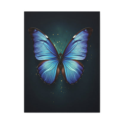 Luminous Sapphire Butterfly Portrait Wall Art & Canvas Prints