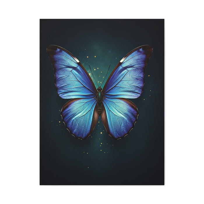 Luminous Sapphire Butterfly Portrait Wall Art & Canvas Prints