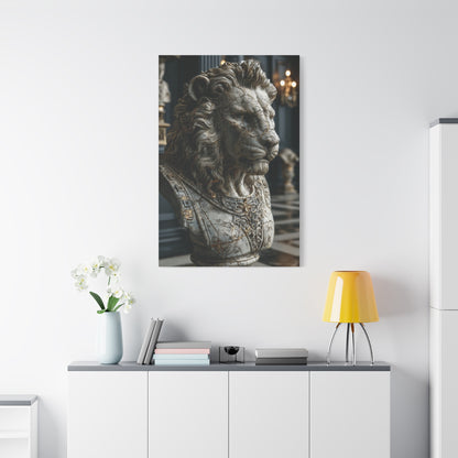 Marble Lion Bust Royal Sculpture Wall Art & Canvas Print