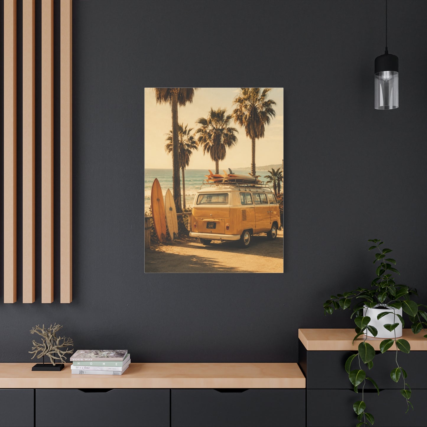 Vintage Coastal Surf Van Nostalgia Scene Wall Art & Canvas Print