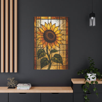 Classic Stained Glass Sunflower Panel Wall Art & Canvas Print
