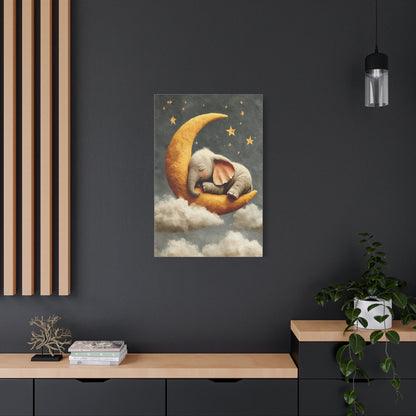 Baby Elephant Moon Dream Wall Art & Canvas Print