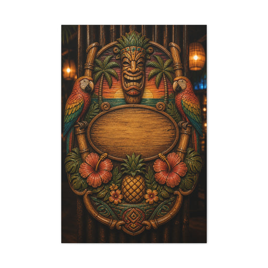 Tropical Tiki Bar Crest Wall Art & Canvas Print