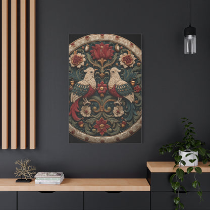 Ornamental Folk Bird Mandala Wall Art & Canvas Print