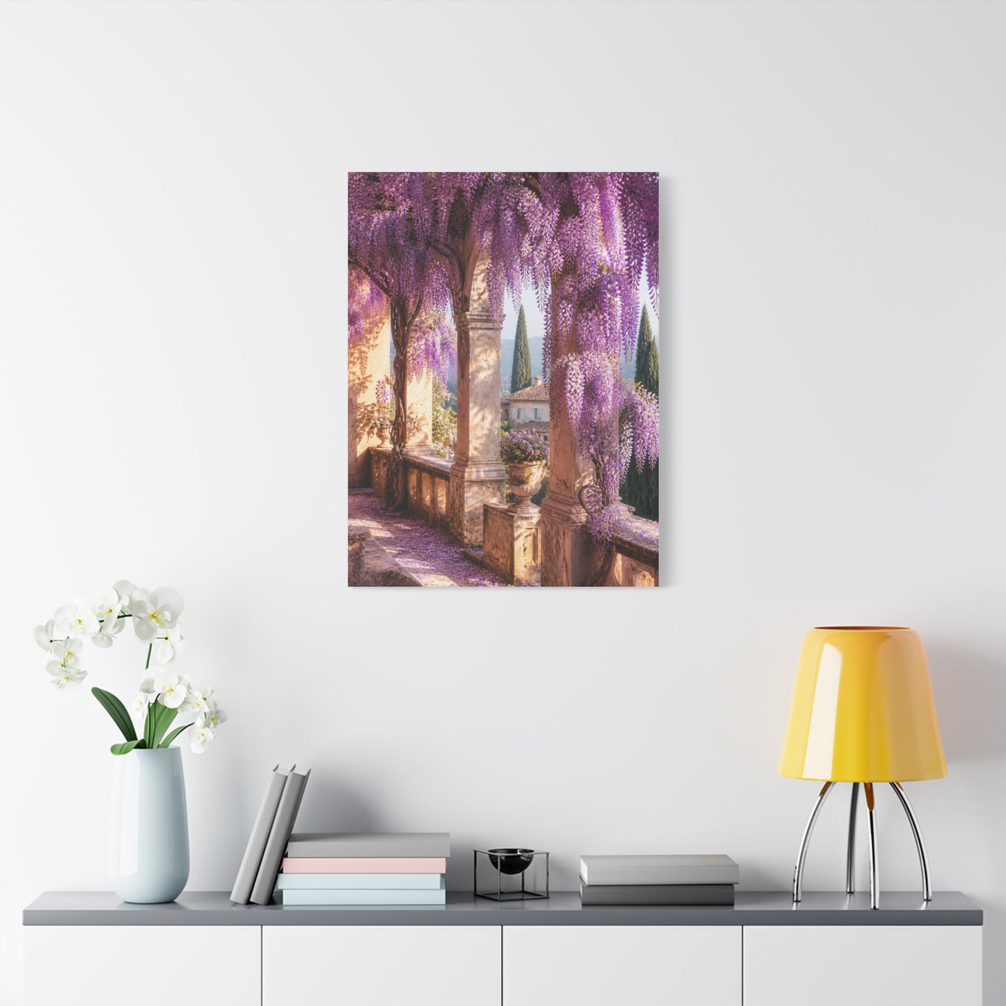 Cascading Wisteria Balcony Scene Wall Art & Canvas Print
