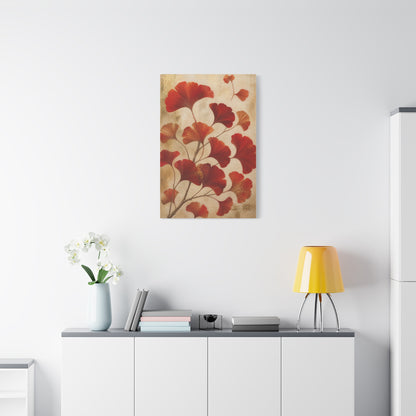 Red Ginkgo Botanical Composition Wall Art & Canvas Print