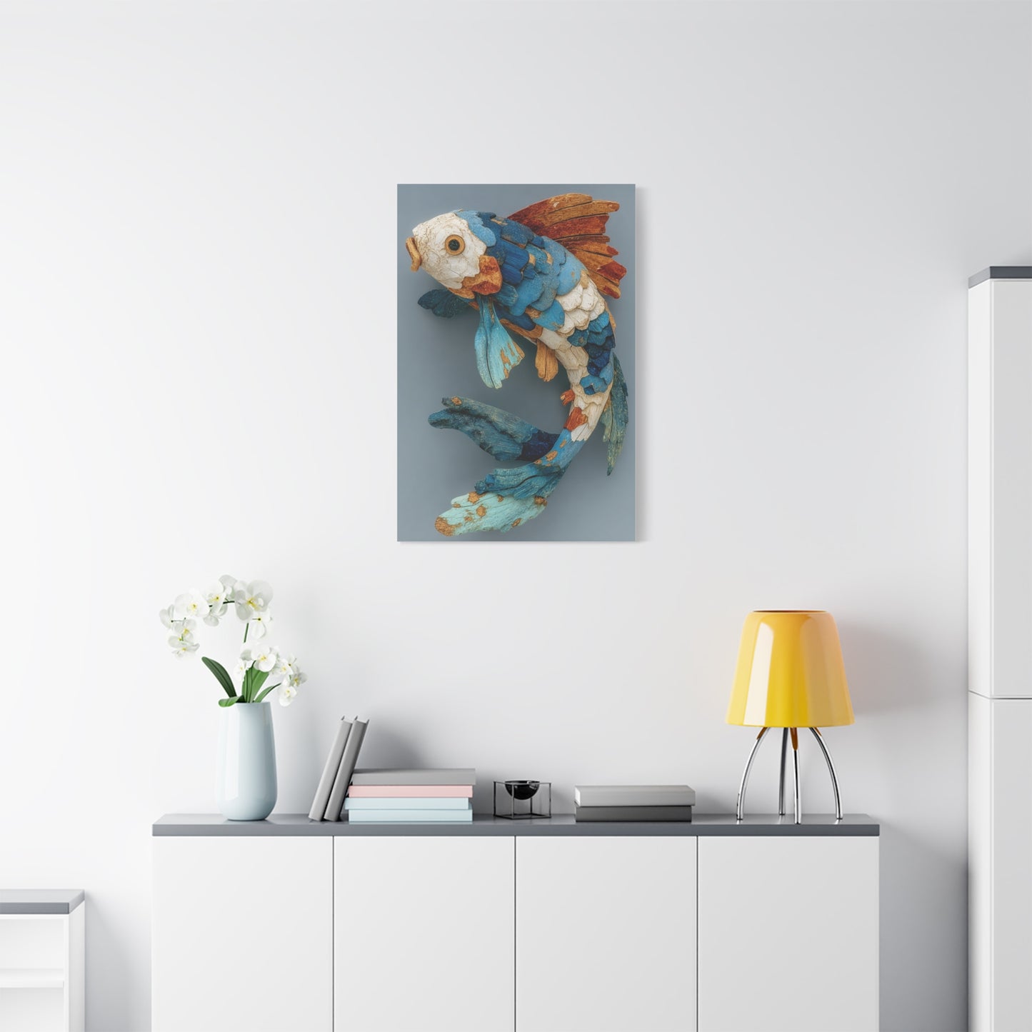 Driftwood Koi Sculpture Wall Art & Canvas Print