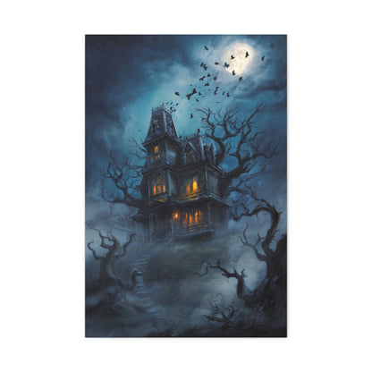 Haunted Victorian House Under the Full Moon Wall Art & Canvas Print