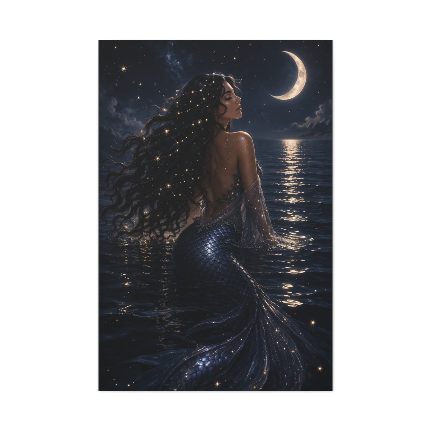Celestial Moonlight Mermaid Dream Wall Art & Canvas Print