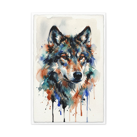 Watercolor Expression Wolf Portrait Abstract Wall Art & Canvas Print