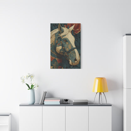 Ornamental Botanical Horse Portrait Wall Art & Canvas Print
