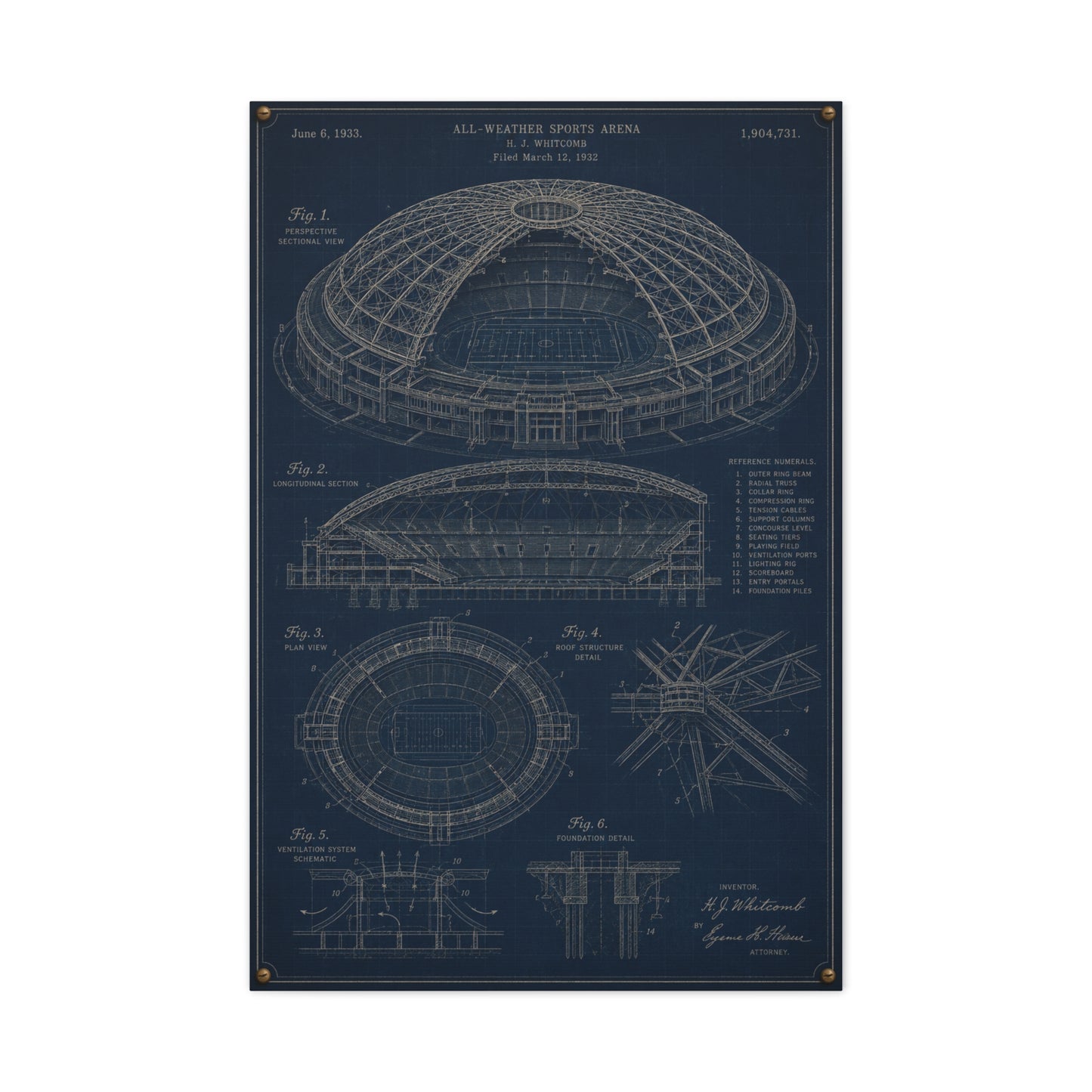 All Weather Stadium Blueprint Sports Wall Art & Canvas Print