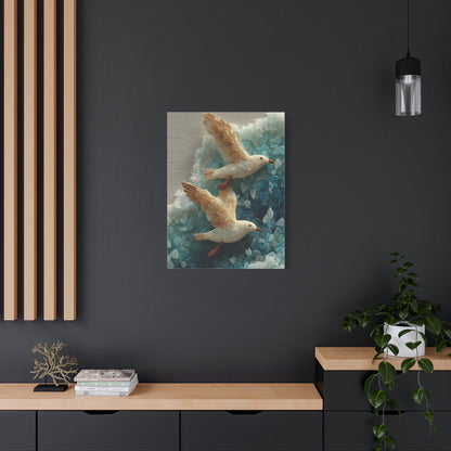 Sea Glass And Driftwood Seagull Coastal Composition Wall Art & Canvas Print