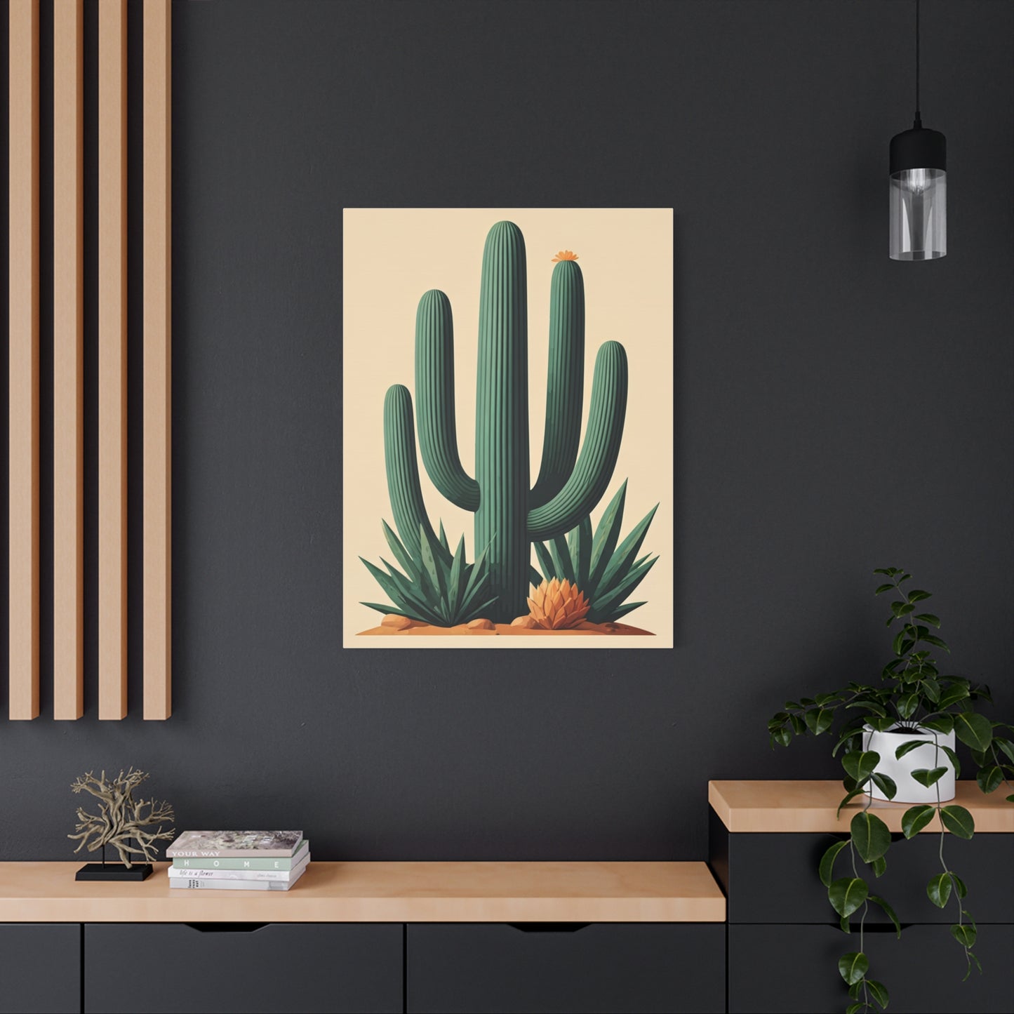 Desert Botanical Saguaro and Agave Composition Wall Art & Canvas Prints