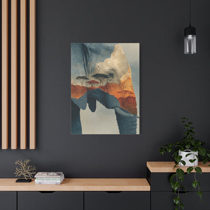 African Landscape Double Exposure Elephant Wall Art & Canvas Print