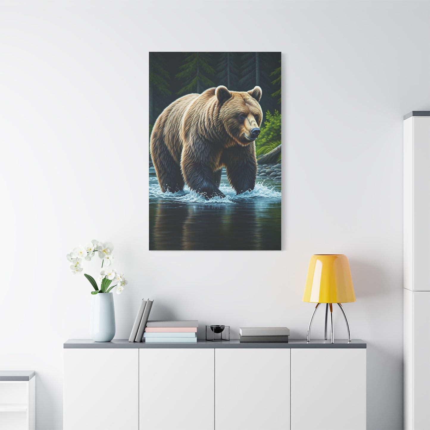 River Crossing Grizzly Bear Wall Art & Canvas Prints