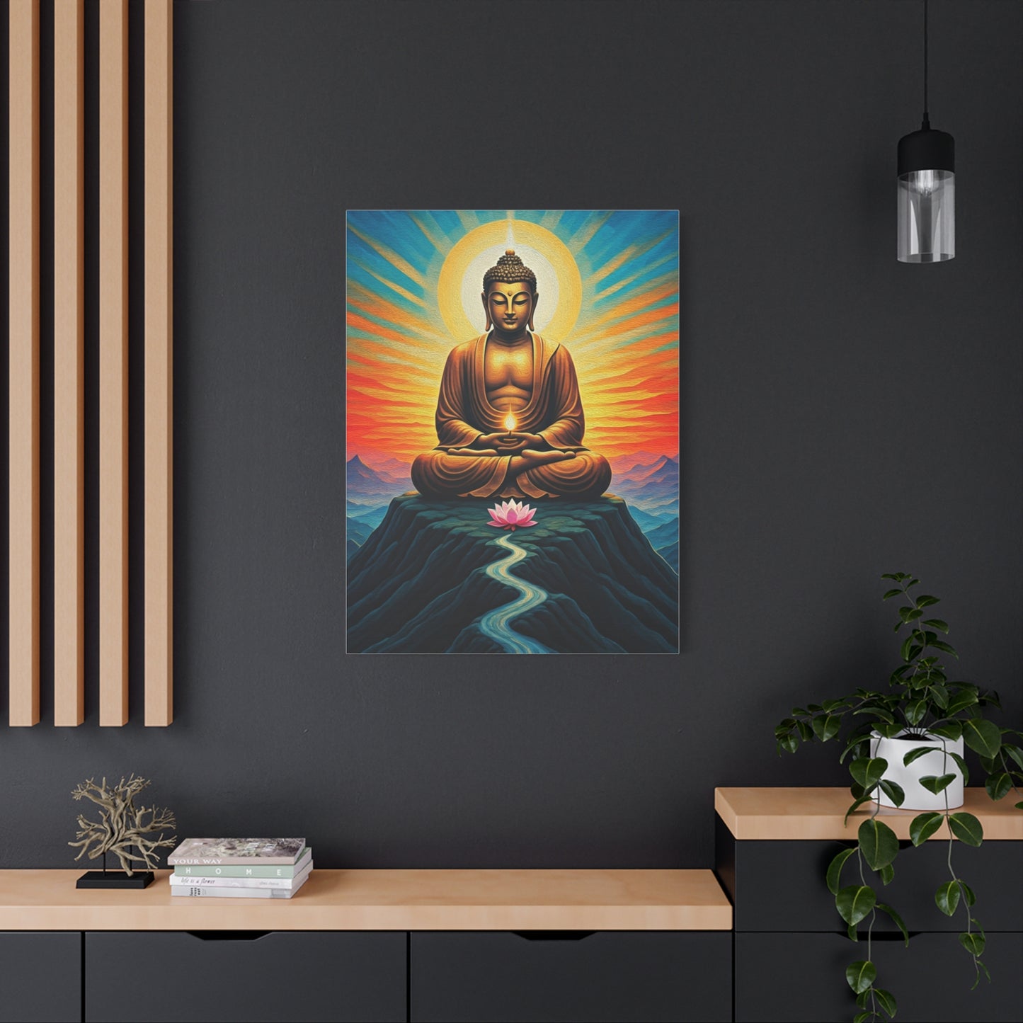 Meditative Buddha with Lotus Path Wall Art & Canvas Prints