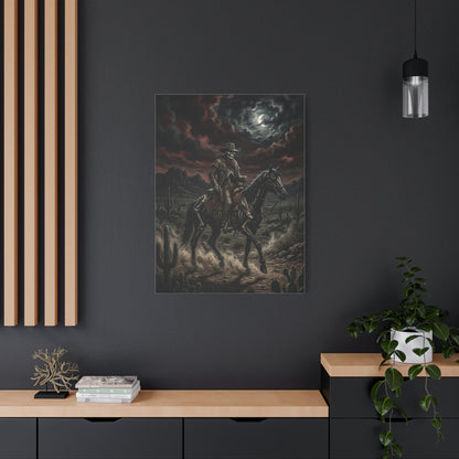 Moonlit Skeleton Rider Desert Journey Wall Art & Canvas Print
