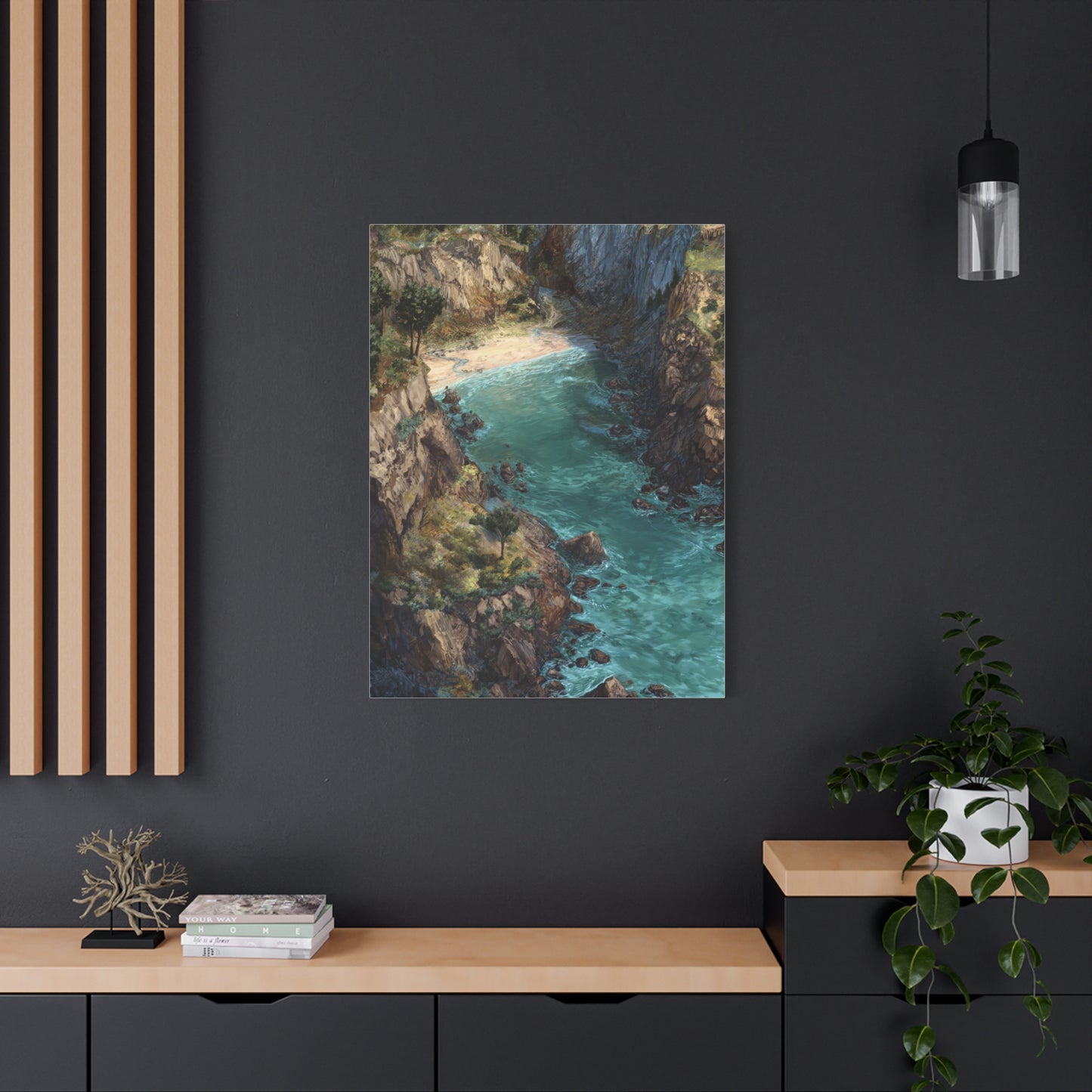 Hidden Coastal Cove Between Towering Sea Cliffs Wall Art & Canvas Print