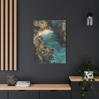 Hidden Coastal Cove Between Towering Sea Cliffs Wall Art & Canvas Print