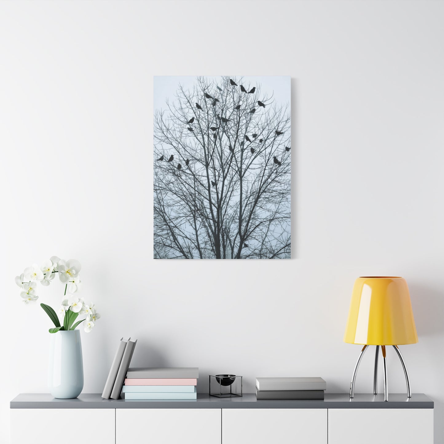 Tree of Crows Silhouette Wall Art & Canvas Print