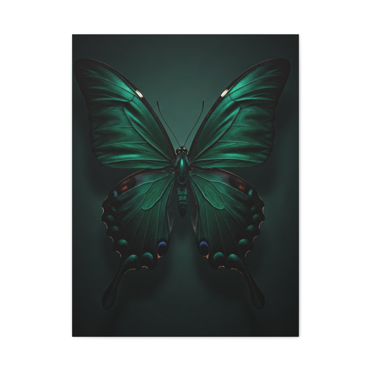 Symmetrical Emerald Butterfly Portrait Wall Art & Canvas Prints