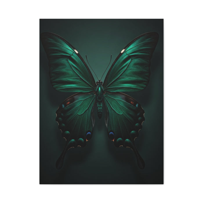 Symmetrical Emerald Butterfly Portrait Wall Art & Canvas Prints