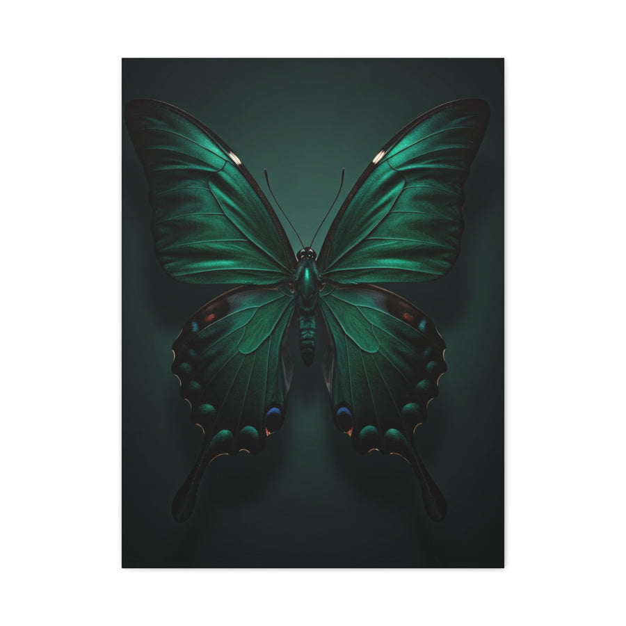 Symmetrical Emerald Butterfly Portrait Wall Art & Canvas Prints