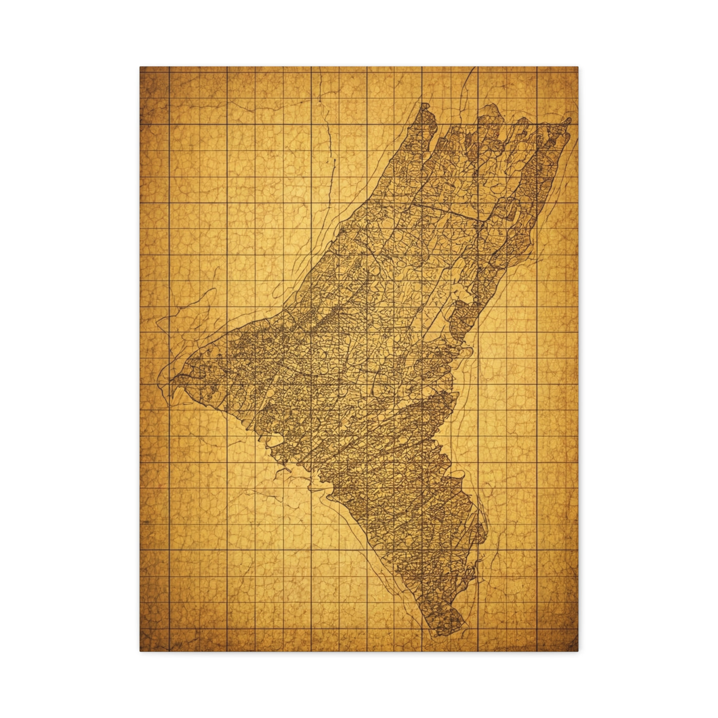 Sepia Gridland Treasure Chart Wall Art & Canvas Prints