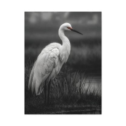Light Grey Crane Mist Portrait Wall Art & Canvas Print